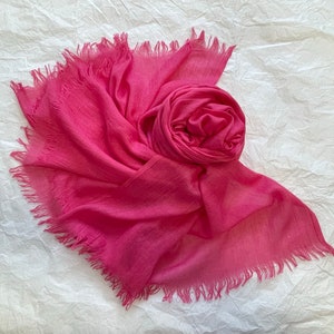 Dark Pink Cotton Linen Scarf: Large Summer Shawl