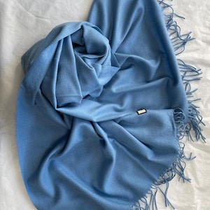 Écharpe bleue, grande écharpe, châle en laine, châle doux, pashmina chaud, accessoires d&#39;hiver, cadeau