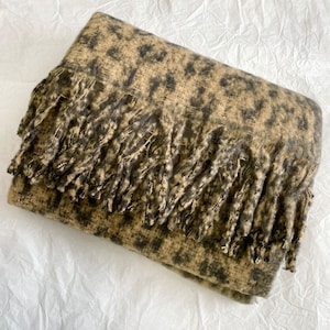 Scarf, Plaid Scarf, Large Scarf, Beige/ Gray Scarf, Wool Shawl, Soft Wrap, Winter Accessories, Gift