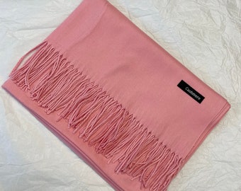 Roze sjaal, grote sjaal, wollen sjaal, zachte omslagdoek, warme pashmina, winteraccessoires, cadeau