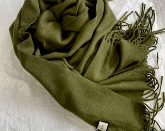 Green Scarf, Wool Shawl, Soft Wrap, Warm Pashmina, Winter Accessories