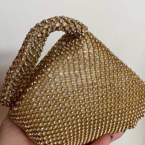 Sparkling Rhinestone Clutch: Gold Evening Party Bag