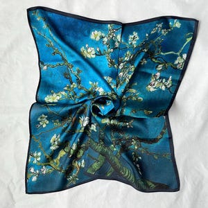 Blue Silk Scarf, Square Neck Scarf, HeadWrap, Accessories