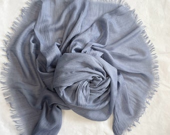 Steel Blue Cotton Scarf,  Large Summer Shawl, Wrap. Accessories