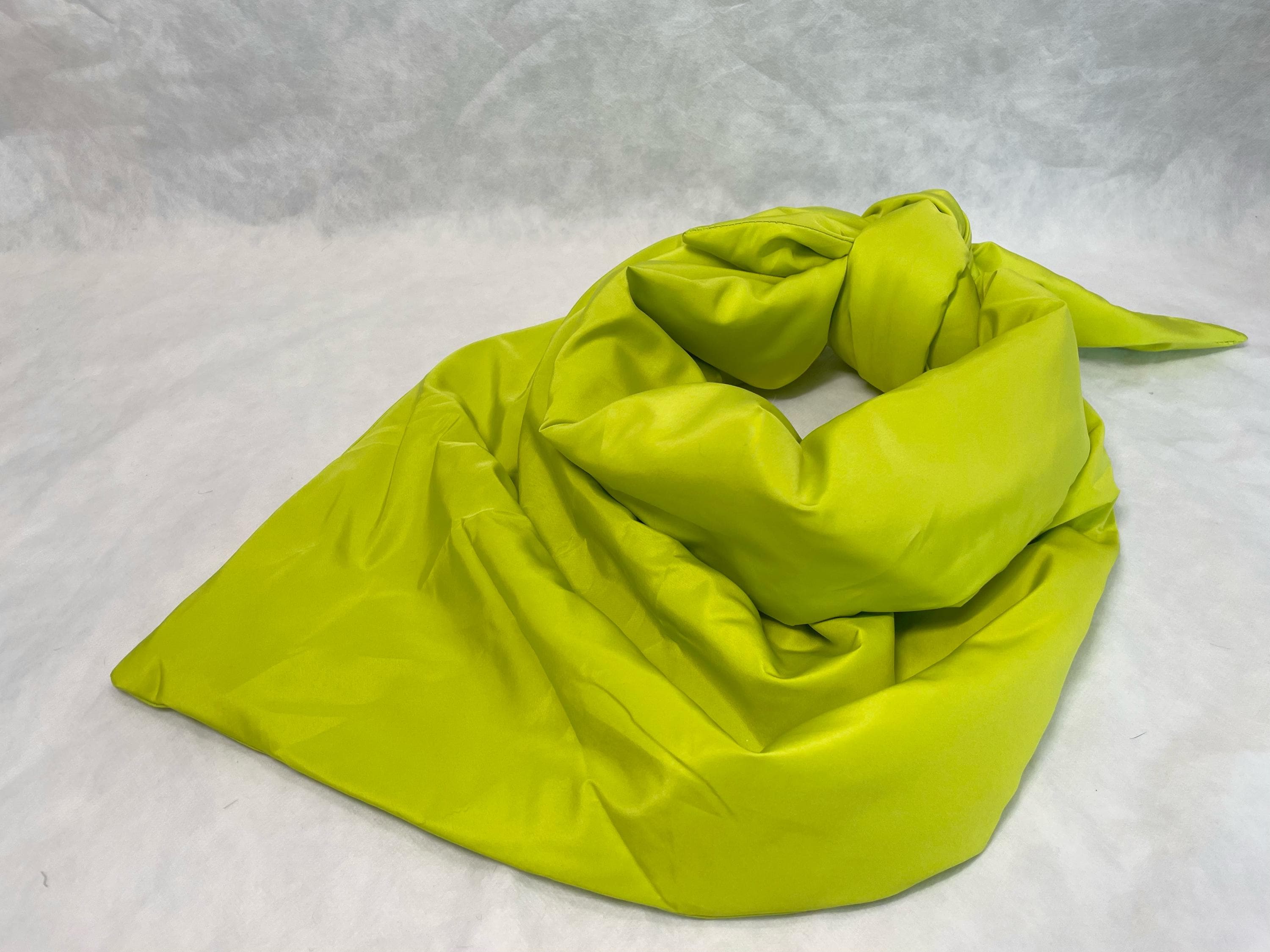 Neon Green Puffer Shawl, Quilted Babushka Style Scarf, Snood, Hat
