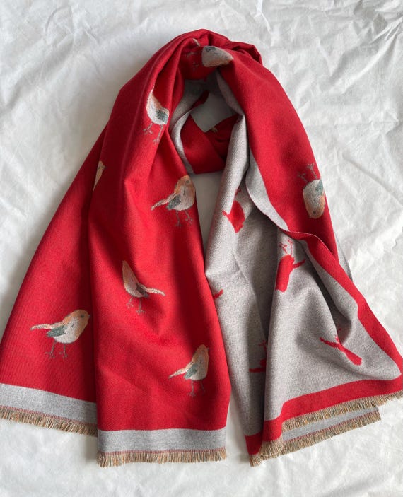 Sciarpa, Sciarpa grande, Sciarpa rossa/grigia, Scialle di lana