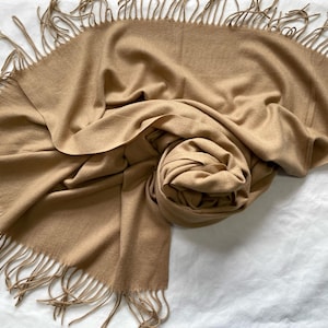 Beige Scarf, Large Scarf, Wool Shawl, Soft Wrap, Warm Pashmina, Winter Accessories, Gift