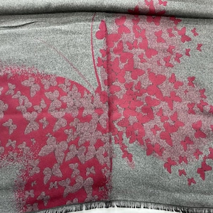 Scarf, Large Scarf, Gray/ Dark Red Scarf, Wool Shawl, Soft Wrap, Warm Pashmina, Winter Accessories, Gift