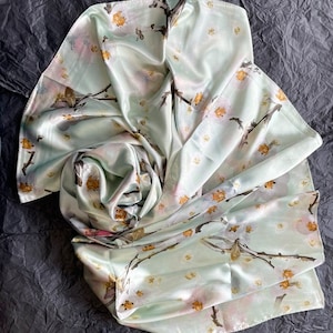 Light Green Silk Blend Scarf: Large Summer Shawl