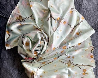 Light Green Scarf, Large Scarf, Silk Scarf, Summer Shawl, Soft Wrap, Neck Scarf, Women's Accessories, Gift