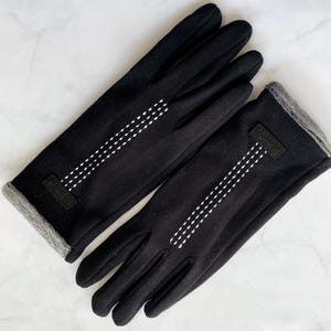Black Smart Touch Gloves: Winter Faux Fur Lined Ladies Gloves