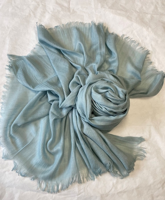 Dusty Blue Scarf, Large Cotton Summer Shawl, Pareo, Soft Wrap,  Accessories