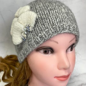 Hat, Knit Wool Beanie, Gray Hat, Warm Beret, Women Hat, Winter Accessories, Gift