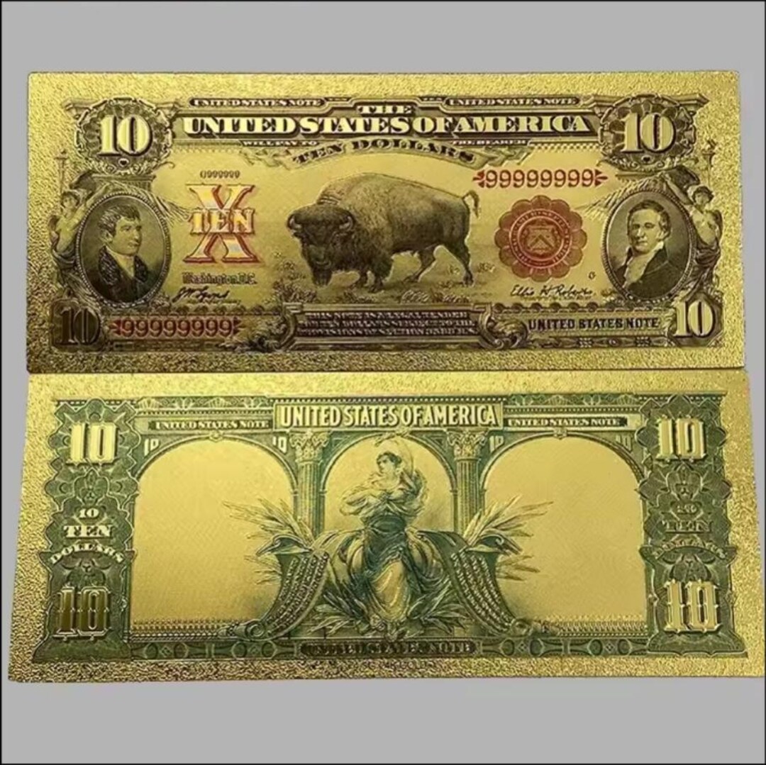 24K 0.10グラム金箔バイソン10ドル紙幣コレクターズアイテム - Etsy 日本