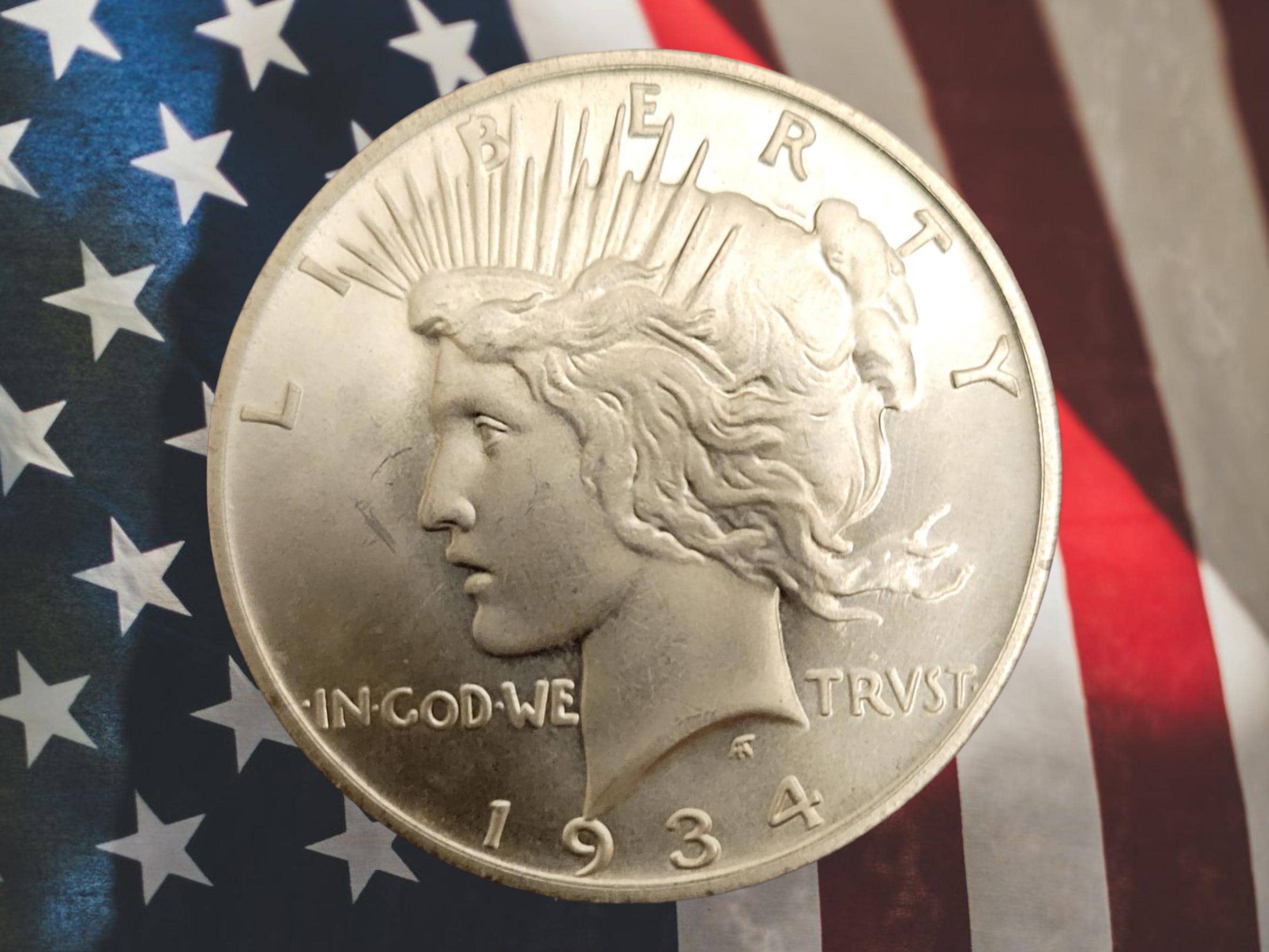 1934年 Dピース銀貨 1ドル硬貨 - PCGS純正クリーニング済み AU詳細