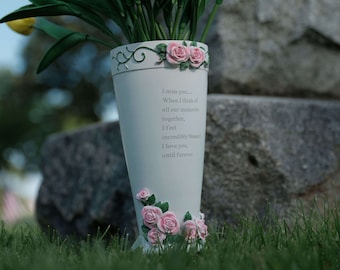 Personalized Grave Vase • Custom Cemetery Flower Holder • Engraved Memorial Vase • Cemetery Decor • Sympathy & Remembrance Gift
