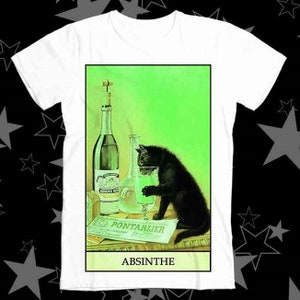Gato preto tarô carta fortuna leitura absinto burguês melhor vendedor camiseta superior 489