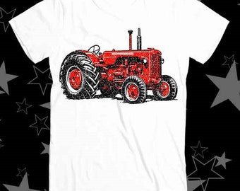 トラクター ダメージ加工 レッド ファーム ベストセラー トップ Tシャツ 526