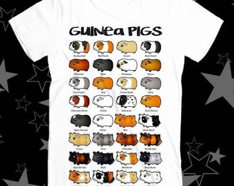 T-shirt avec liste de noms de races, Types de cochons d&#39;inde, meilleur vendeur, 202