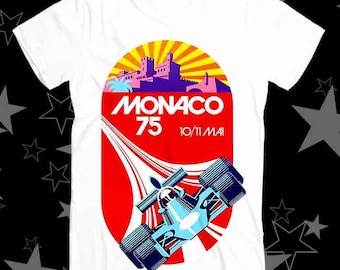 1975 モナコグランプリ レーシング ベストセラー トップ Tシャツ 550