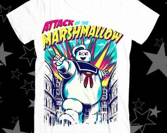 ステイ パフト ゴーストバスターズ マシュマロの攻撃 ベストセラー トップ Tシャツ 385