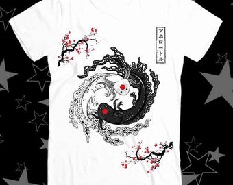 Japanese Yin Yang Axolotl Couple Best Seller Top Tee T Shirt 247