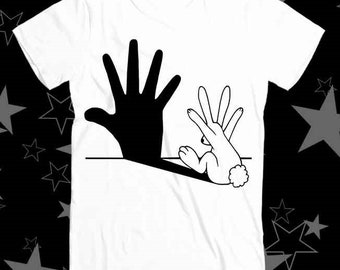 Rabbit Hand Shadow Best Seller Top Tee T Shirt 294
