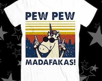 Pew Pew Madafakas ユニコーンジョーク ベストセラー トップ Tシャツ 290