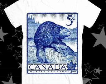 1954年カナダビーバー切手ベストセラートップTシャツ539
