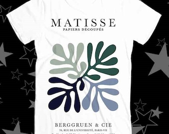 アンリ マティス フラワー ペーパー デクープ アート ダークカラー ベストセラー トップ Tシャツ 233
