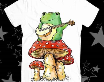 Star Frog Playing Banjo On Magic Mushroom Best Seller Top Tee T Shirt 317