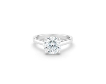 classico anello di fidanzamento rotondo con diamante in oro bianco/anelli di fidanzamento in moissanite/anello di promessa in oro