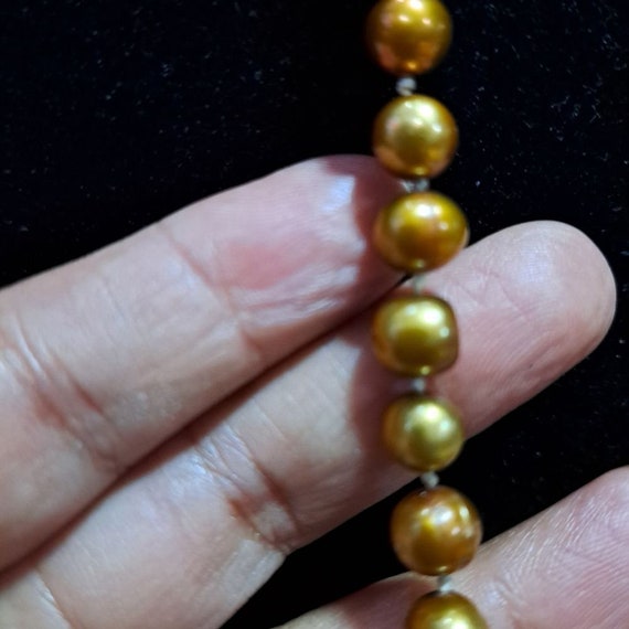 Fresh Water Potato shaped Aztec gold pearl neckla… - image 7