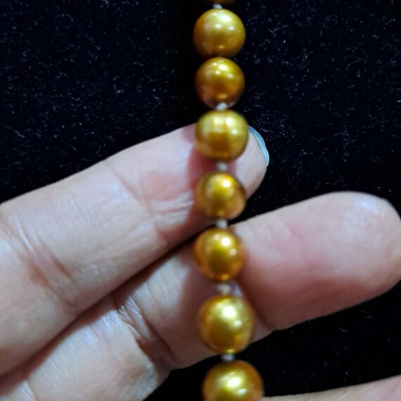 Fresh Water Potato shaped Aztec gold pearl neckla… - image 5