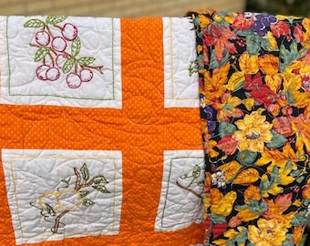 Autumn Leaves and Fruit Quilt