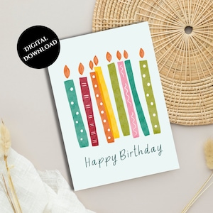 Cartes d&#39;anniversaire imprimables, téléchargement immédiat, carte de voeux de joyeux anniversaire, impression à la maison, téléchargement numérique