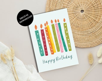 Printable Birthday Cards,  Instant Download, Happy Birthday Greeting Card, Print at Home, Digital Download