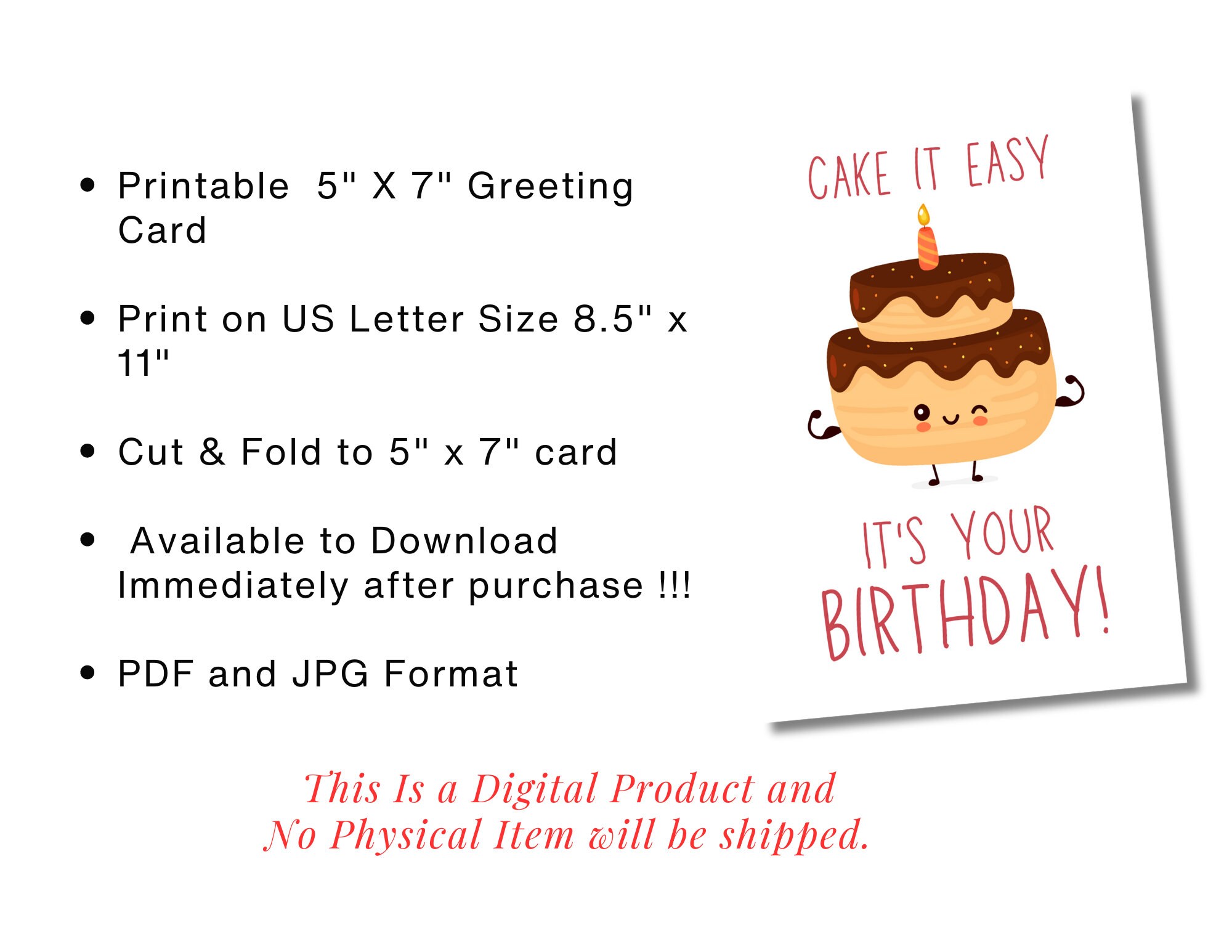 Printable Birthday Cards, Instant Download, Happy Birthday Greeting ...