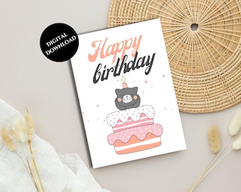 Printable Birthday Cards,  Instant Download, Happy Birthday Greeting Card, Print at Home, Digital Download