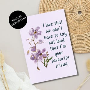 Día de la Amistad Imprimible, Descarga Instantánea, Tarjeta para Mejor Amigo, Descarga Digital, Moderno y Mínimo, Amor de Amigo
