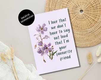 Journée de l'amitié imprimable, téléchargement immédiat, carte pour le meilleur ami, téléchargement numérique, moderne et minimaliste, l'amour d'un ami