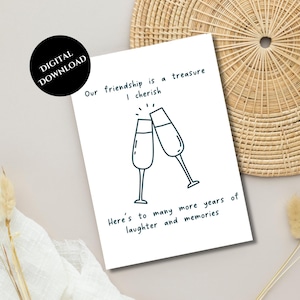 Printable Friendship Day,  Instant Download, Card for Best Friend, Digital Download, Modern and Minimal, Cherish Friendship
