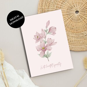 Carta di simpatia stampabile / Download istantaneo / Invio di cartolina d'amore / Biglietto d'auguri minimalista / Con simpatia / Pensando a te / Interno vuoto