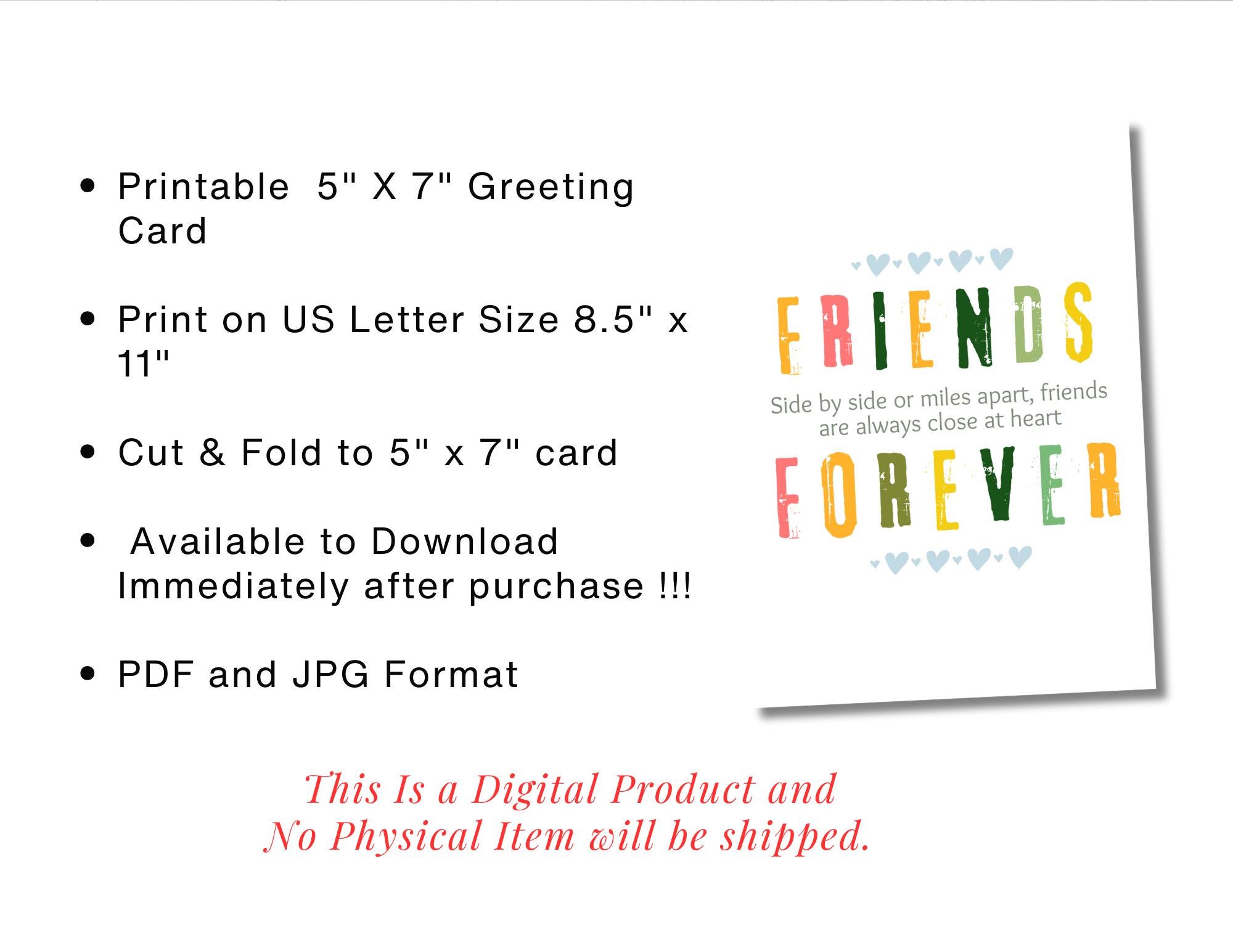 Printable Friendship Day, Instant Download, Card for Best Friend ...