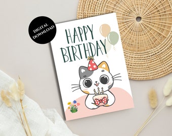 Printable Birthday Cards,  Instant Download, Happy Birthday Greeting Card, Print at Home, Digital Download