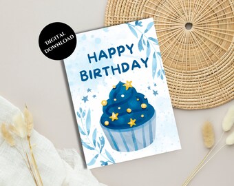 Printable Birthday Cards,  Instant Download, Happy Birthday Greeting Card, Print at Home, Digital Download