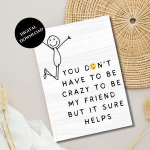 Printable Friendship Day,  Instant Download, Card for Best Friend, Digital Download, Modern and Minimal, Funny