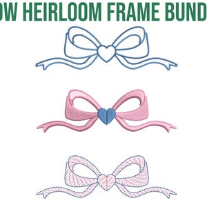 3 Bow Frames Embroidery, Bow Ribbons Machine Embroidered, Digital Pattern, Instant Download, Bow Embroidery, Craft like a pro with our files