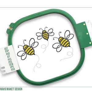 Honey Triple Bee Embroidered Design, Bee Machine Embroidery File, Cute Bumble Bee Design, Queen Bee Digital File, Top-tier Design Experts