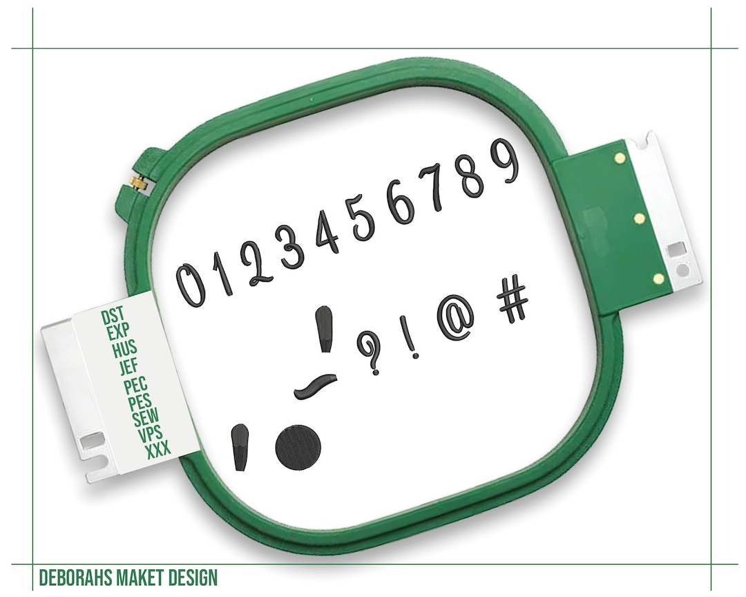 0-9 Numbers and Symbols Embroidery, Digital Machine Embroidered Design ...